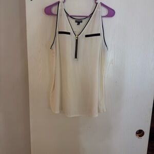 Express Cream Tank Top with Black Trim and Zipper